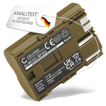 Vervangende accu BP-511 BP-511A voor Canon EOS 5D EOS 50D EOS 40D EOS 30D 300D EOS 20D EOS 10D PowerShot G3 G5 G1 camera - 1600mAh reserve batterij