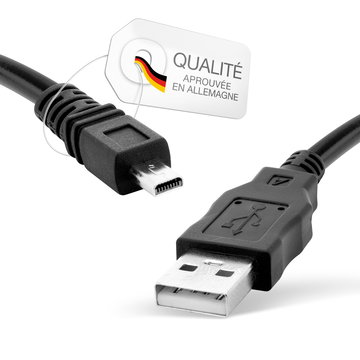 Câble USB pour Panasonic Lumix DMC-FP3, DMC-LX100, DMC-S5, DMC-FZ300, DMC-FZ1000, DMC-GM5, DMC-GM1, DMC-FZ200, DMC-TZ5, DMC-GX7, DMC-GF6, DMC-SZ10, DMC-G7, DMC-S1, DMC-GH4, DMC-GF1, DMC-LX5, DMC-TZ60, DMC-FZ18, DMC-LX3 - 1.5m, DMW-USBC1 Câble Data Charge 