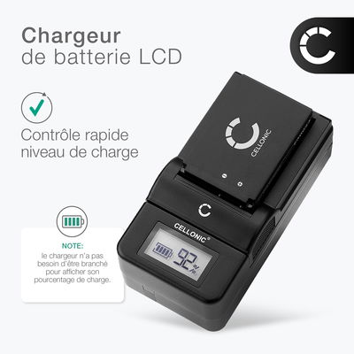 Chargeur de batterie AA-V80 pour appareils photo JVC BN-V812U / BN-V814U (GR-DVM801 / GR-DVM1 / GR-DVL9000) de CELLONIC