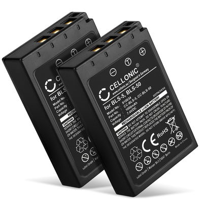 2x Batterij Olympus OM-D E-M10 Mark II, III, IV, Pen E-P3, E-PL6, E-PL7, E-PL8, Stylus 1 CELLONIC