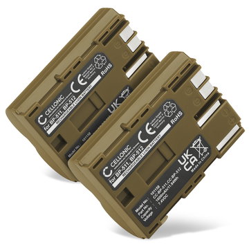2x Batterie 1600mAh pour appareil photo Canon EOS, PowerShot, Optura - Remplacement modèle BP-511,-512,-514,BP-508