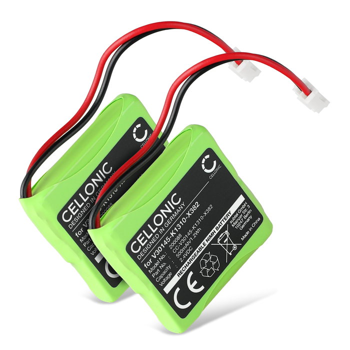 2x Battery for Siemens Gigaset E45, E450 SIM, E455 SIM - 500mAh S30852-D1751-X1,V30145-K1310-X382 Battery Replacement Cordless Phone DECT IP