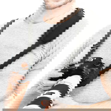 Sangle universelle rembourrée pour appareil photo, avec vis de blocage rapide pour trépied - longueur réglable : max 1,50 m sangle d'épaule de couleur noir