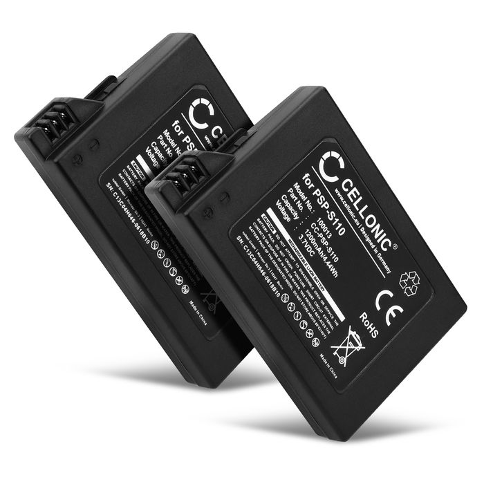 2x Sony PSP Brite (PSP-3000 / PSP-3004) Accu Batterij 1200mAh van CELLONIC
