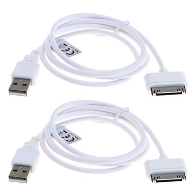 2x Câble 30 Pin Dock Connector de 1m pour lecteur MP3 Apple iPod Mini 1. & 2. Gen Nano 1. - 6. Gen Touch 1. - 4. Gen MA591G transfert de données et charge blanc