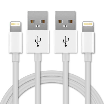 2x Câble Lightning 8 Pin de 1m pour montre Apple iPhone 14, 13, 12, 11, X, XS, XR, 8, 7, SE data et charge blanc en
