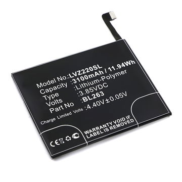 Batterij compatibel met Lenovo ZUK Z2 Pro - BL263 3100mAh vervangende accu reservebatterij extra energie