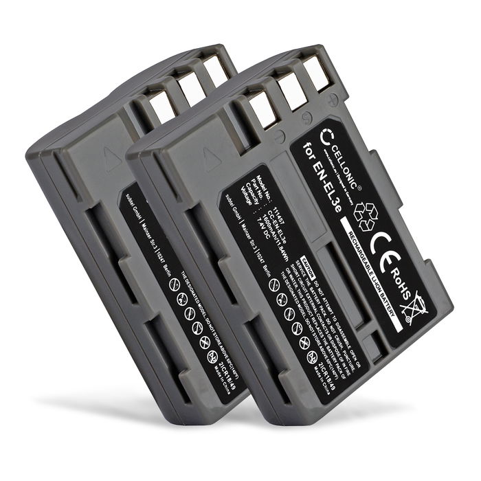 2x Nikon EN-EL3e Accu Batterij 1600mAh van CELLONIC