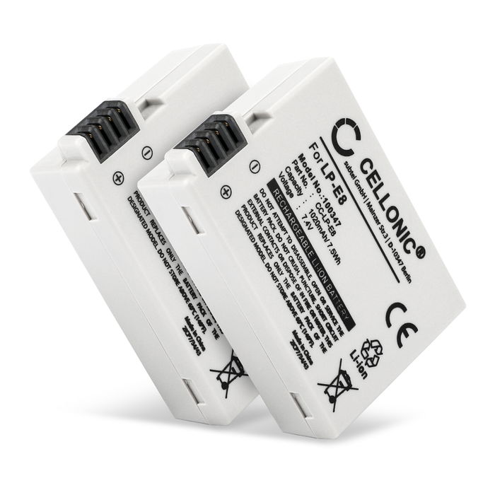 2x Canon EOS 600D Batterie 1020mAh de CELLONIC