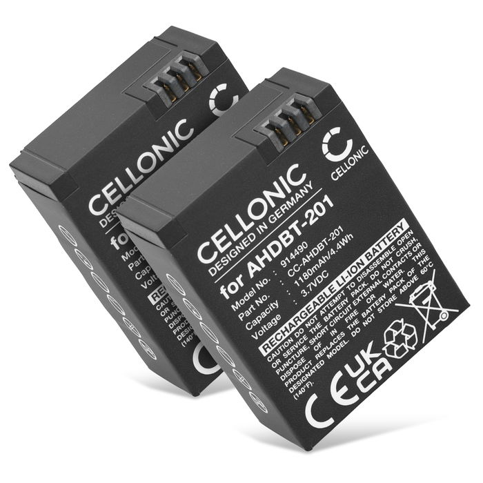 2x GoPro Hero 3 Black Accu Batterij 1180mAh van CELLONIC