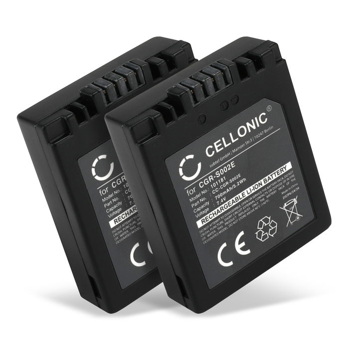 2x Panasonic CGA-S002E/1B Batterie 700mAh de CELLONIC