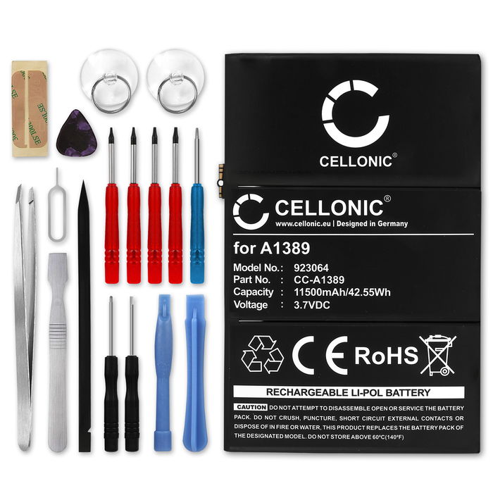 Apple iPad 4 Gen. (Retina) - A1460 Batterie + kit d'outils 11500mAh de CELLONIC
