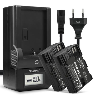 2x Accu voor Canon EOS 5D Mark II III IV 5DS R 60D 60Da 6D Mark II 70D 7D Mark II 80D EOS R WFT-E7 camera - LP-E6 LP-E6N 2000mAh + Oplader LC-E6 CBC-E6 Vervangende batterij fototoeste, oplader, oplaadkabel