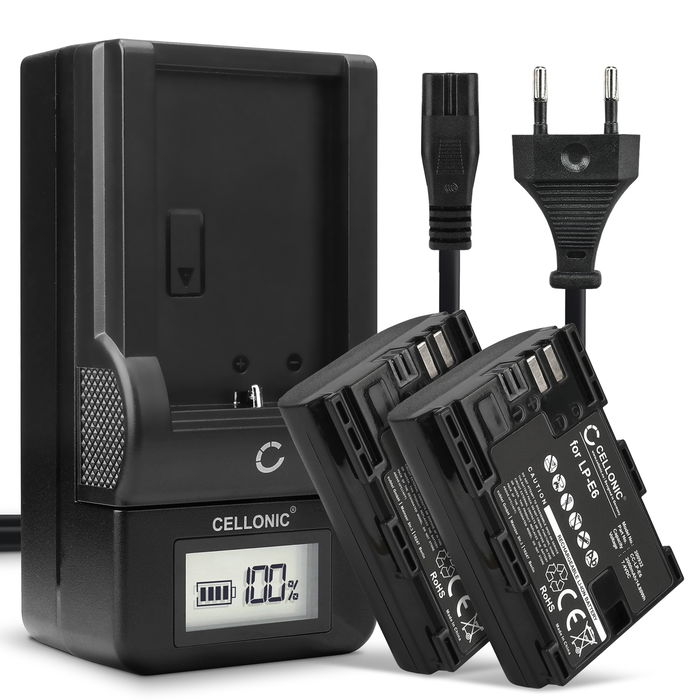 2x Canon EOS 7D Batterie + Chargeur 2000mAh de CELLONIC