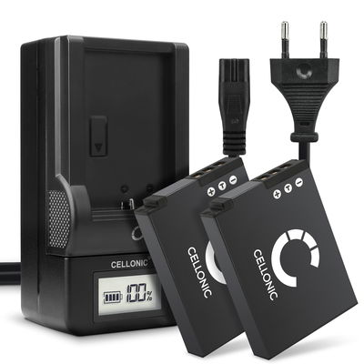 2x batteries EN-EL12 1100mAh pour appareil photo Nikon CoolPix A900 W300 AW130 S9900 S9700 S9500 S9300 S9100 S8200 S6300 AW100s AW110s EN-EL12 - Avec chargeur MH-65 et câble d'alimentation