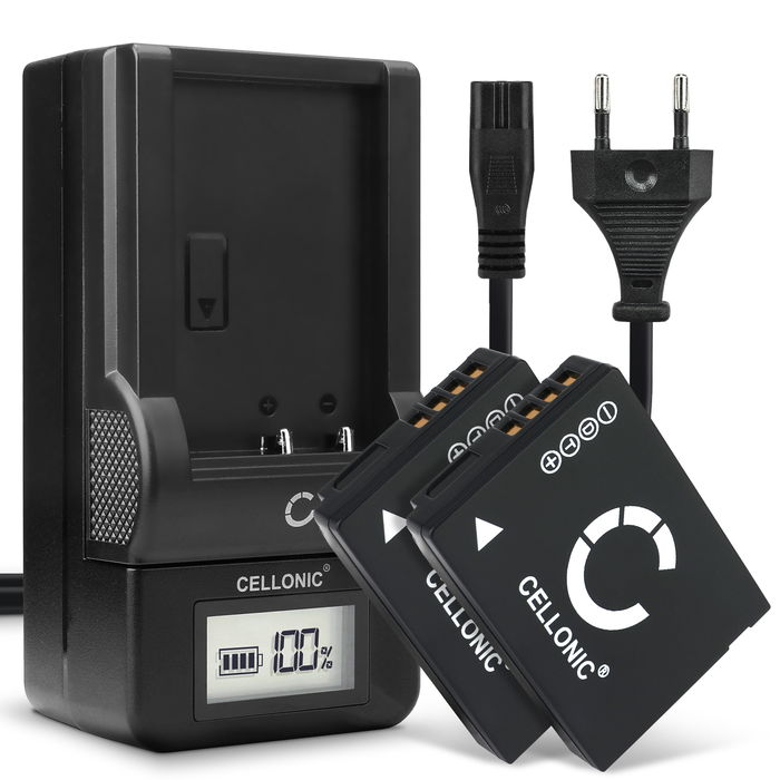 2x Panasonic DE-A66 Batterie + Chargeur 890mAh de CELLONIC