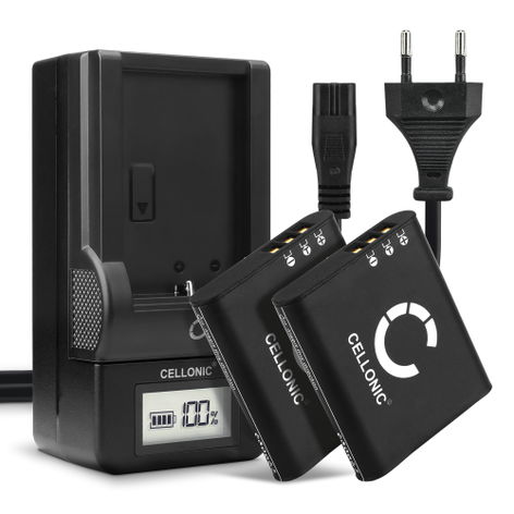 2x Battery for Olympus DS-9000; DS-9500; OM System TG-7; SH-50 Li-90B, Li-92B (1100mAh, 3.6V) + Charger from CELLONIC