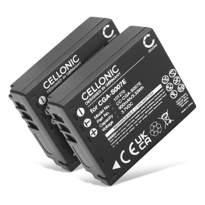 2x Panasonic CGA-S007E Battery 900mAh from CELLONIC