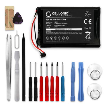 CELLONIC GPS Battery for Garmin Edge 800 / Edge 810 / Edge Touring + 17pc GPS Tool Kit 361-00035-00 KE37BE49D0DX3 1000mAh SatNav Sat Nav Battery Replacement