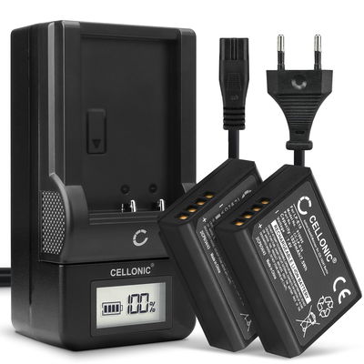 Pack de 2x batteries LP-E10 1020mAh pour appareil photo Canon EOS 1100D 1200D 1300D 2000D - Avec chargeur LC-E10 et câble d'alimentation