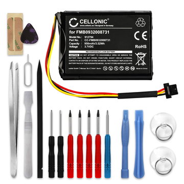 CELLONIC GPS Battery for TomTom Go 500 Go 510 Go 50 Start 50 + 17pc GPS Tool Kit FMB0932008731 AHA11110005 6027A0089521 950mAh SatNav Sat Nav Battery Replacement