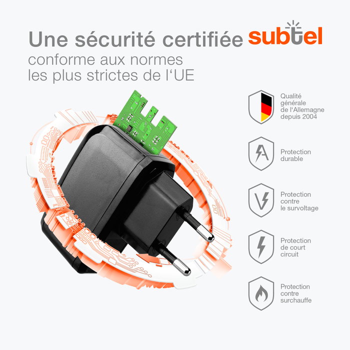 Acer Liquid Gallant E350 Chargeur - 1.1m Cble de charge et adaptateur  secteur de subtel