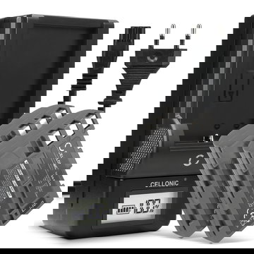 Pack de 2x batteries EN-EL3 EN-EL3e 2000mAh pour appareil photo Nikon D80 D90 D900 D100 D200 D300 D300S D50 D70 D700 D70s - Avec chargeur MH-18a et câble d'alimentation