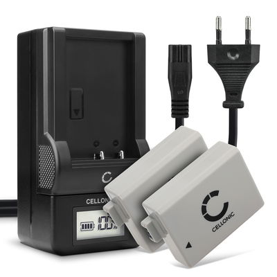 Pack de 2x batteries LP-E5 1020mAh pour appareil photo Canon EOS 1000D EOS 500D EOS 450D EOS Rebel XS - Avec chargeur LC-E5 CBC-E5 et câble d'alimentation