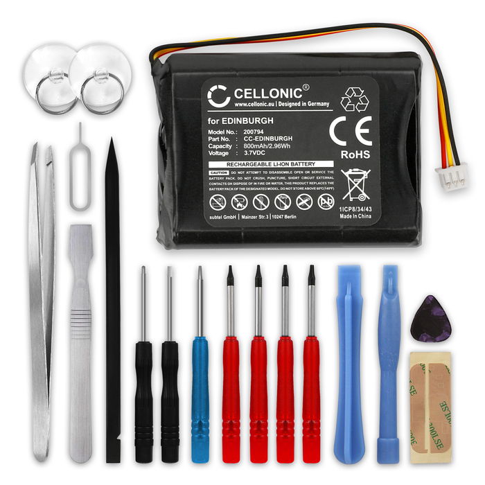 TomTom Rider Accu Batterij + Schroevendraaier-set 800mAh van CELLONIC