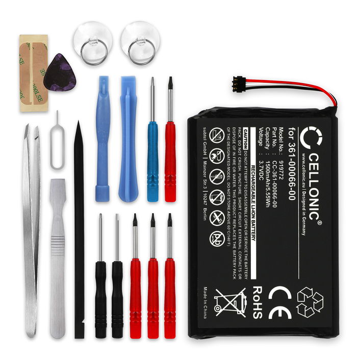 Garmin DEZL 770LM Batterij 1500mAh + Gereedschapsset 17dlg van Cellonic