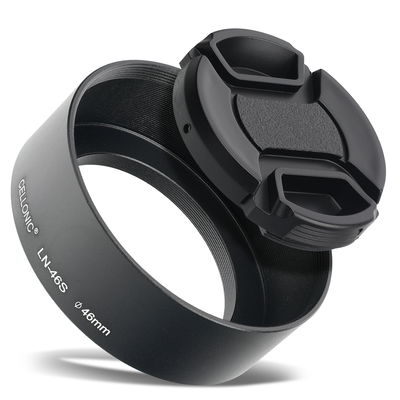 CELLONIC LN-46S Pare-soleil Cylindrique / Rond pour Olympus M.Zuiko Digital 17mm 1.8 ED, ... - Ø 46mm Parasoleil Objectif en Métal