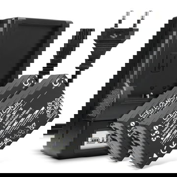 Pack de 2x batteries CGA-S007 CGR-S007 DMW-BCD10 900mAh pour appareil photo Panasonic Lumix DMC-TZ5 DMC-TZ5 DMC-TZ3 DMC-TZ1 DMC-TZ4 DMC-TZ2 - Avec chargeur DA-A46A DE-A25B DE-A26A DE-A45 et câble d'alimentation