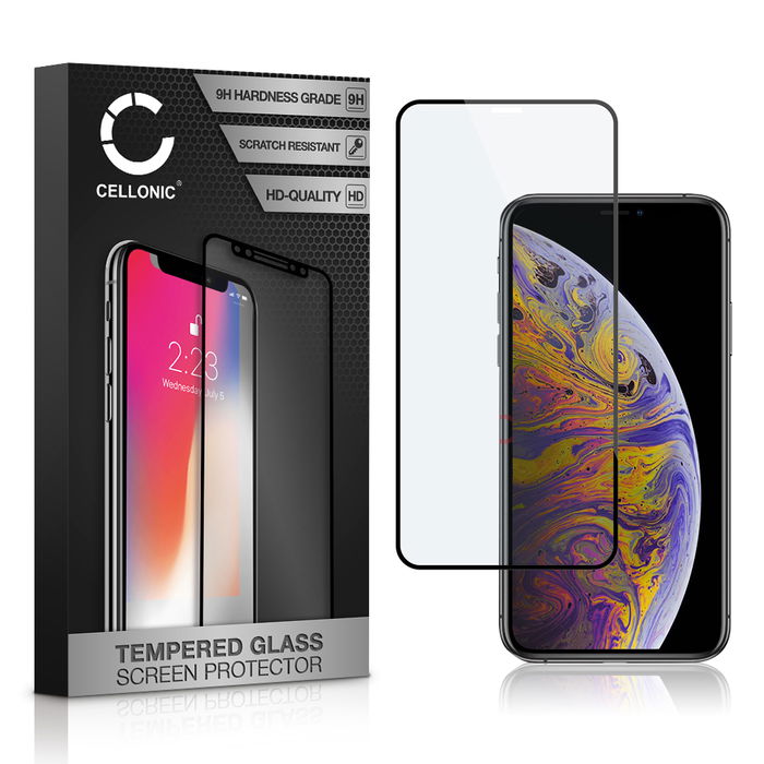 Vervangende screenprotector compatibel met iPhone Xs Max smartphone (3D Case-friendly, 9H, 0,33mm, Full Glue)