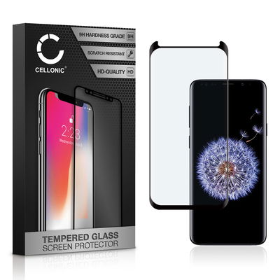 Vervangende screenprotector compatibel met Samsung Galaxy S9 Plus (SM-G965) smartphone (3D Case-friendly, 9H, 0,33mm, Full Glue)