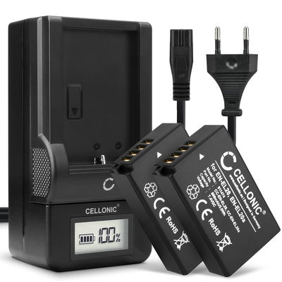 Pack de 2x batteries EN-EL20 EN-EL20a 800mAh pour appareil photo Nikon 1 AW1 1 J1 J2 J3 1 S1 1 V3 Coolpix A P1000 CoolPix P950 DL24-500 - Avec chargeur MH-27 MH-29 et câble d'alimentation