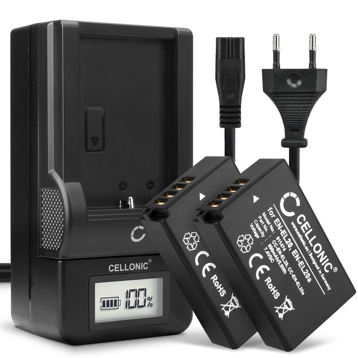 2x Nikon CoolPix P1000 Battery + Charger 800mAh from CELLONIC