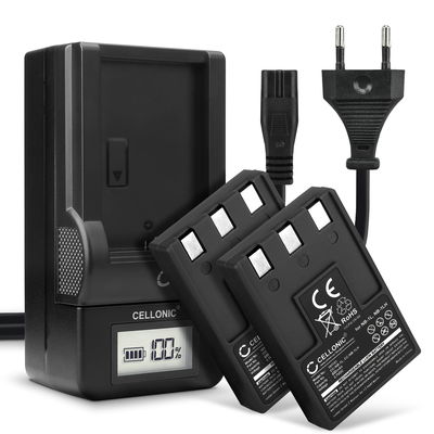 Pack de 2x batteries NB-1LH NB-1L 830mAh pour appareil photo Canon Digital IXUS 300 330 400 430 500 IXUS V V2 V3 S100 NB1L CB2LS - Avec chargeur CB-2LSE CBC-NB1 et câble d'alimentation