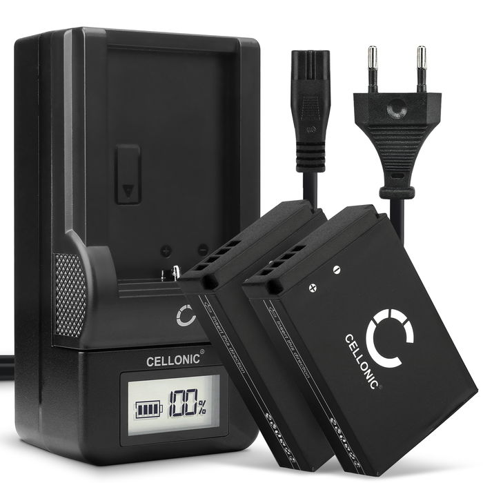 2x LP-E12 Camera Battery + Charger Set for Canon EOS M50, EOS M100, EOS 100D, PowerShot SX70 HS 820mAh Replacement Battery LC-E12 LCD Smart Charger