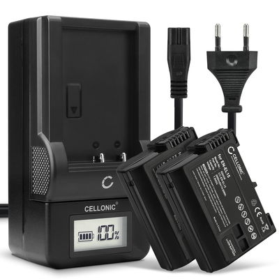 Pack de 2x batteries EN-EL1 NP-800 750mAh pour appareil photo Nikon Coolpix 4300 4500 4800 5000 5400 DiMAGE A200 - Avec chargeur MH-53 BC-900 et câble d'alimentation