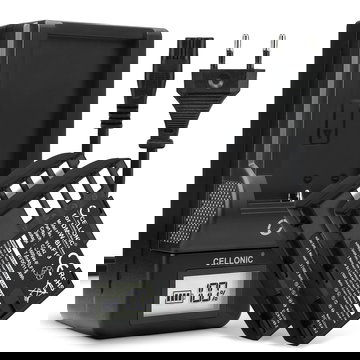 Pack de 2x batteries DMW-BLF19E 1600mAh pour appareil photo Panasonic GH5 Lumix DC-GH5 DC-GH5s Lumix DMC-GH4 GH4 GH4r GH4h GH3 DMC-GH3h GH3a G9 DC-G9 - Avec chargeur DMW-BTC10 et câble d'alimentation