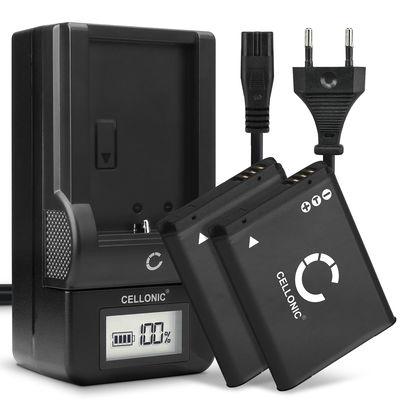 Pack de 2x batteries BP70A AD43-00194A 700mAh pour appareil photo Samsung MV800 WB30f WB35f WB50f DV150f ST66 ST72 ST77 ST150f PL20 PL100 PL120 ES65 ES80 ES90 - Avec chargeur et câble d'alimentation