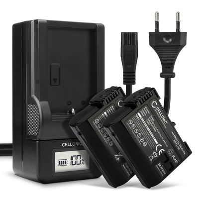 Pack de 2x batteries EN-EL15b EN-EL15a 2000mAh pour appareil photo Nikon D7200 D7000 D7100 D750 D7500 D500 D600 D610 D800 D810 D850 Z6 Z7 - Avec chargeur MH-25 et câble d'alimentation