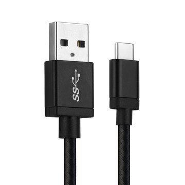 Câble USB C Type C de 1m pour montre Samsung Galaxy S21, S20, S20 FE, S10, S9, Plus, Ultra / Note 20, 10 / A71, A52, A51, A21s, A12 data et charge 3A noir en Nylon