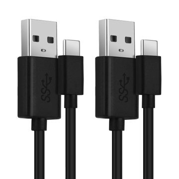 2x Câble USB C Type C de 1m pour appareil photo GoPro Hero 5, 6, 7, 8, 9, 10, 11, Max, Max 360, Fusion transfert de données 3A noir PVC