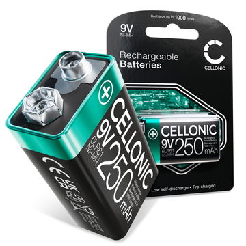 CELLONIC Pile rechargeable AAA - 250mAh - préchargées, durables - 1x 9V / E Block / 6F22 / 6LR61 / AM-61 Pile NiMH 9V pour détecteurs de fumée, microphones sans fil, jouets ou téléphones fixes