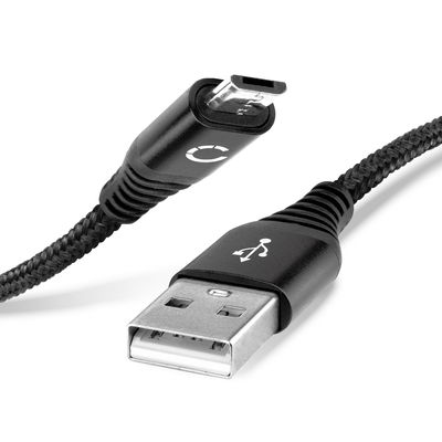 Câble Micro USB de 1m pour montre DOOGEE BL12000, BL5000 / X30 / X20 / X5 Max, Pro / Y8 / MIX / Lite data et charge 2.4A noir en Nylon
