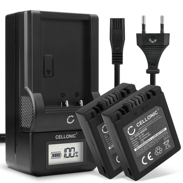 2x Panasonic Lumix DMC-FZ20 Batterie + Chargeur 700mAh de CELLONIC