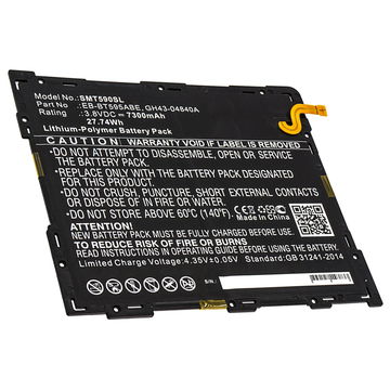 Batterie de remplacement neuve EB-BT595ABE, GH43-04840A de 7300mAh pour tablette Samsung SM-T590 Galaxy Tab A 10.5 Wi-Fi, SM-T595 Galaxy Tab A 10.5 LTE