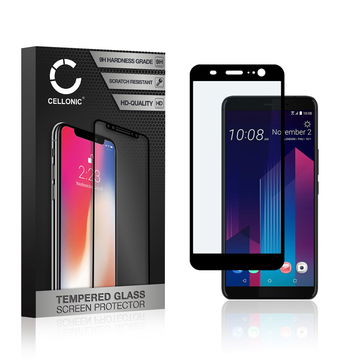 Vervangende screenprotector compatibel met HTC U11 Plus smartphone (3D Full Cover, 9H, 0,33mm, Full Glue)