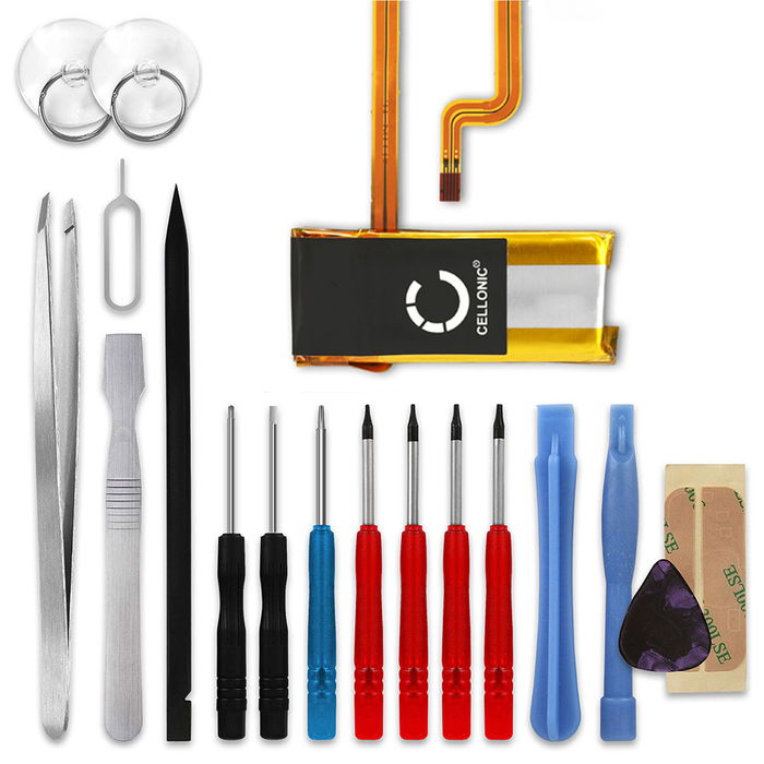 Apple iPod 7 Gen. (Classic Late 2008) - A1238 - 120Gb Batterie + kit d'outils 450mAh de CELLONIC